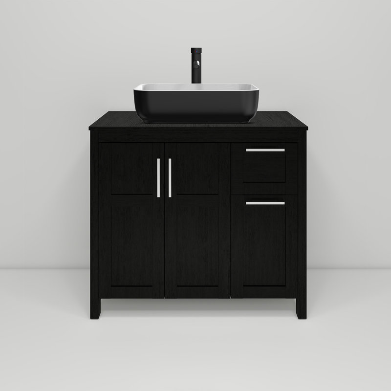 36" Free-Standing Modern Single Bathroom Vanity With Sink, Black