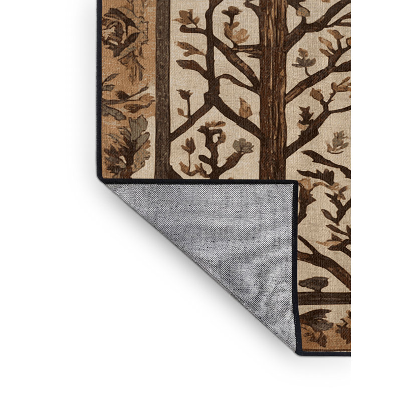 Tapis brun turc lavable à la machine, Carré 6 pi