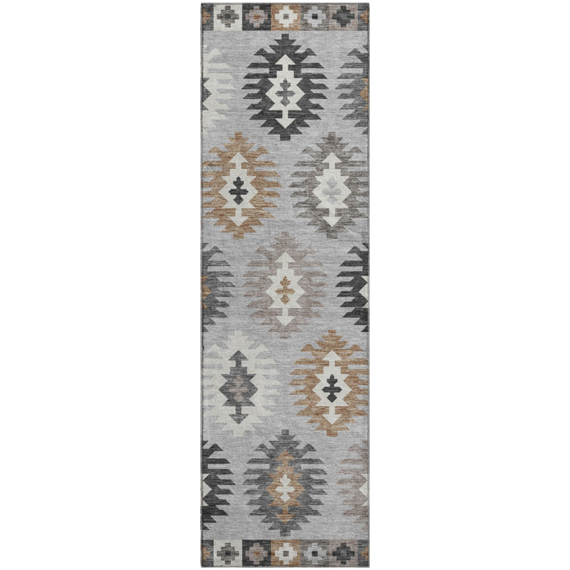 Premium Machine Washable Prisco Silver Rug, Runner 2'3" x 7'6"