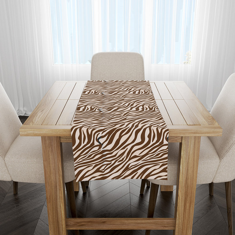 Chemin de table Goree, Blanc / brun