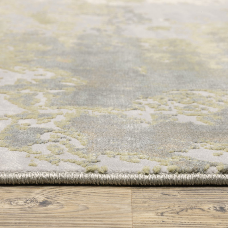 Tapis abstrait gris / rose, Rectangle 9 pi 10 po x 12 pi 10 po