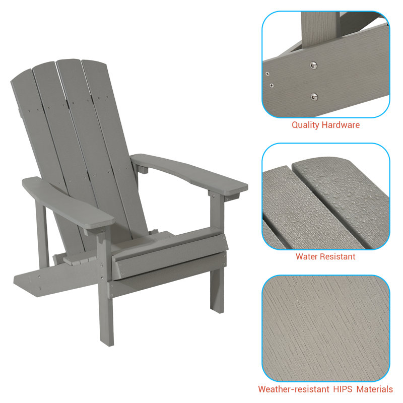 Chaise de patio en plastique Adirondack, Gris clair