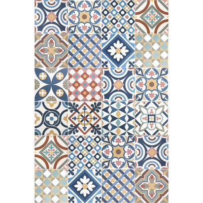Marilynn Patchwork Vinyl Indoor / Outdoor Area Rug