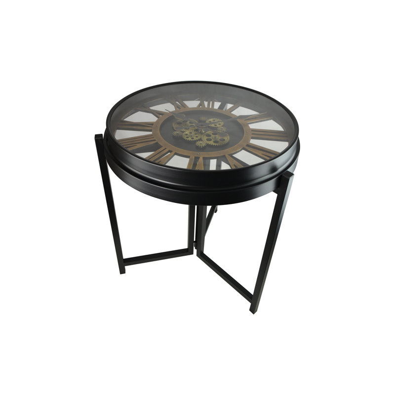 21" Round Table With Moving Gear Clock