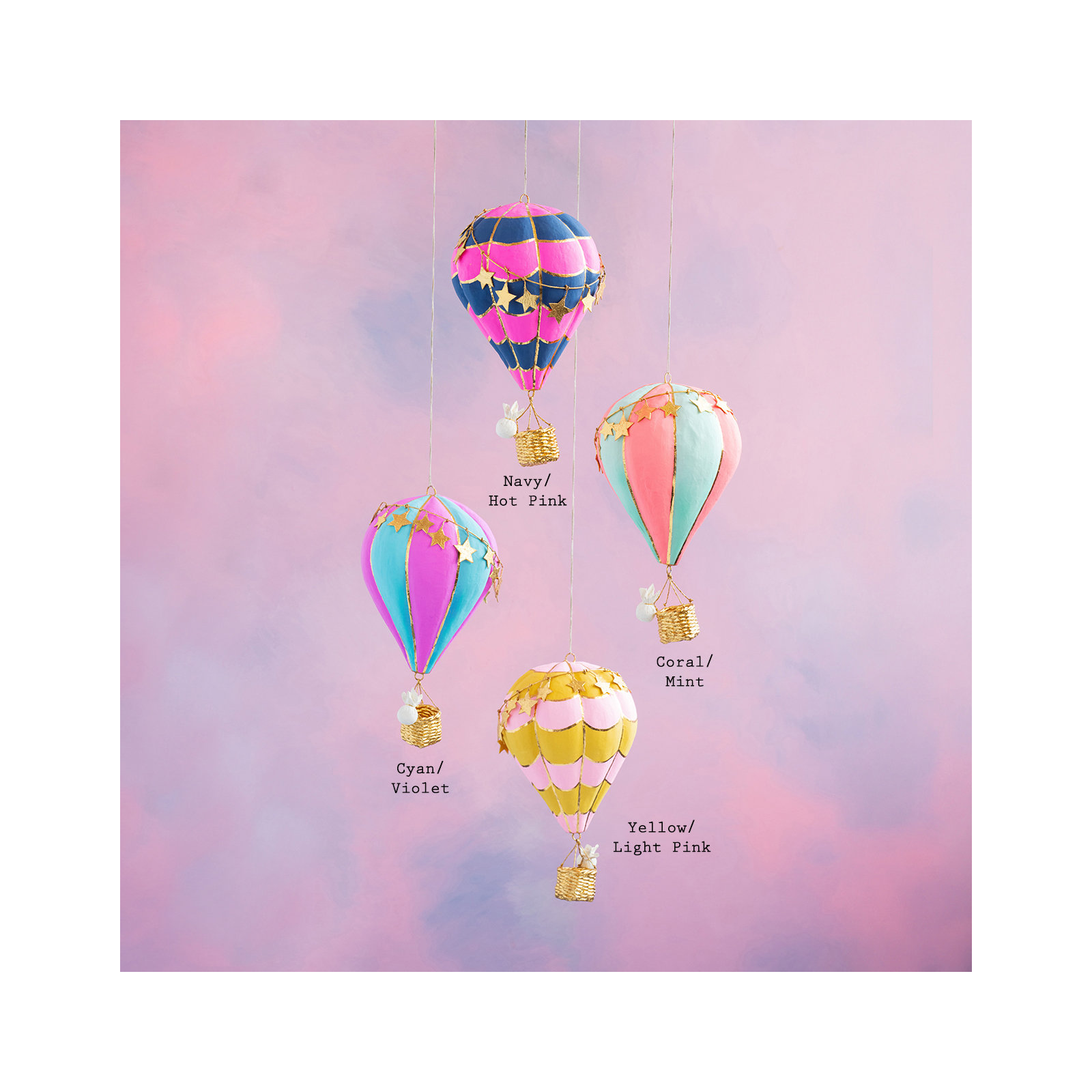 Small Hot Air Balloon Display, Cyan/Violet, Cyan/Violet