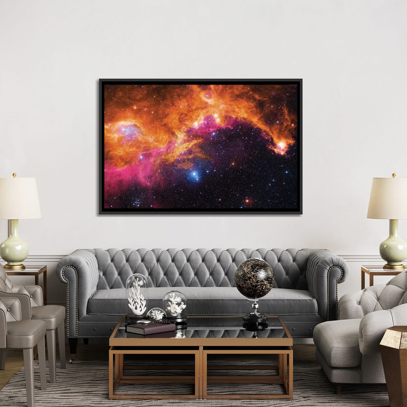 «Seagull Nebula (IC 2177) II», impression sur toile, H 40 po x l 60 po x P 1,5 po, Toile encadrée noire, Pas de tapis