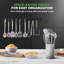 Ensemble d'ustensiles de cuisine en acier inoxydable 10 pièces Nutrichef - Outils de cuisson en métal - Comprend un porte-ustensiles, une cuillère, une cuillère à fente, un tourne-spatule, une spatule à fente, une louche, une fourchette à pâtes, u