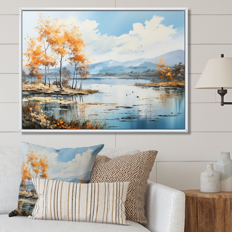 «Lakes Serenity Charm», reproduction d'art sur toile, Cadre naturel flottant, 16" H x 32" W