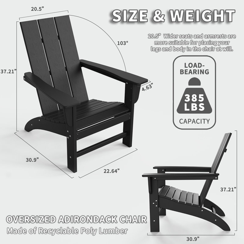 Morden Poly/resin Plastic Adirondack Chair, Black
