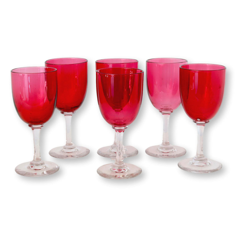 English Cranberry Wine Glasses