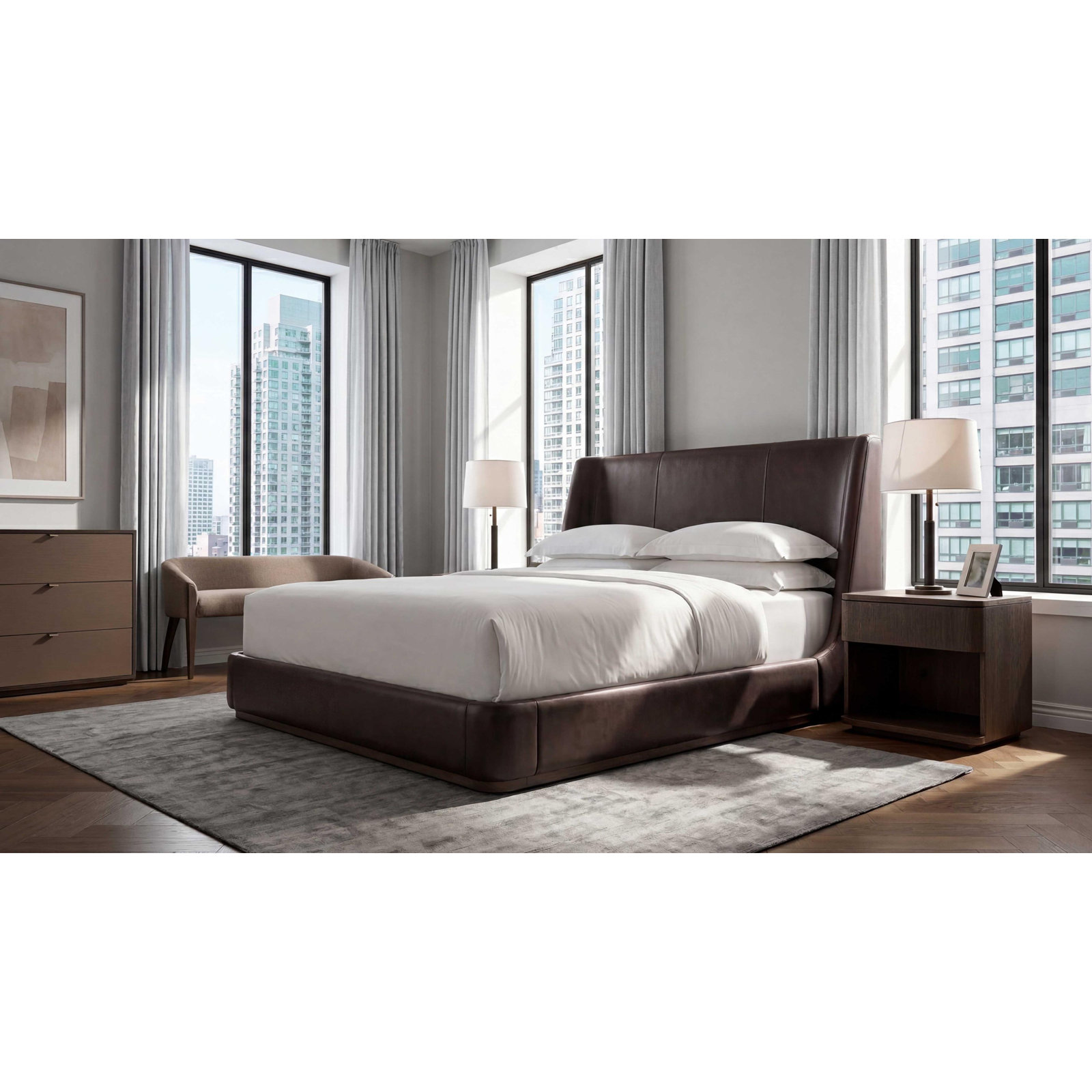 Alishia Upholstered Wingback Bed, King