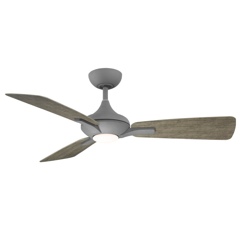 Mykonos 52" 3 - Blade Outdoor/Indoor Smart Ceiling Fan with Remote Control and LED Light Kit Included, Works With Alexa and iOS or Android App