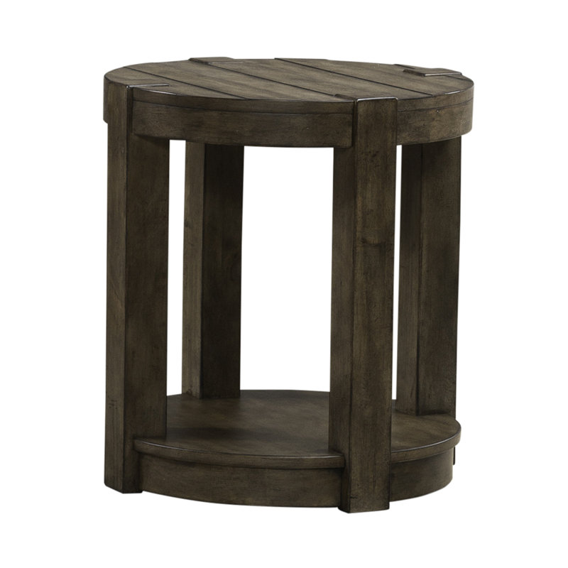 Arnaline Round Chairside Table w/ Floor Shelf