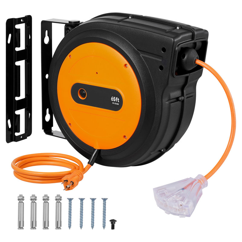 Enrouleur de cordon d'alimentation rétractable 65FT 12AWG / 3C SJTOW