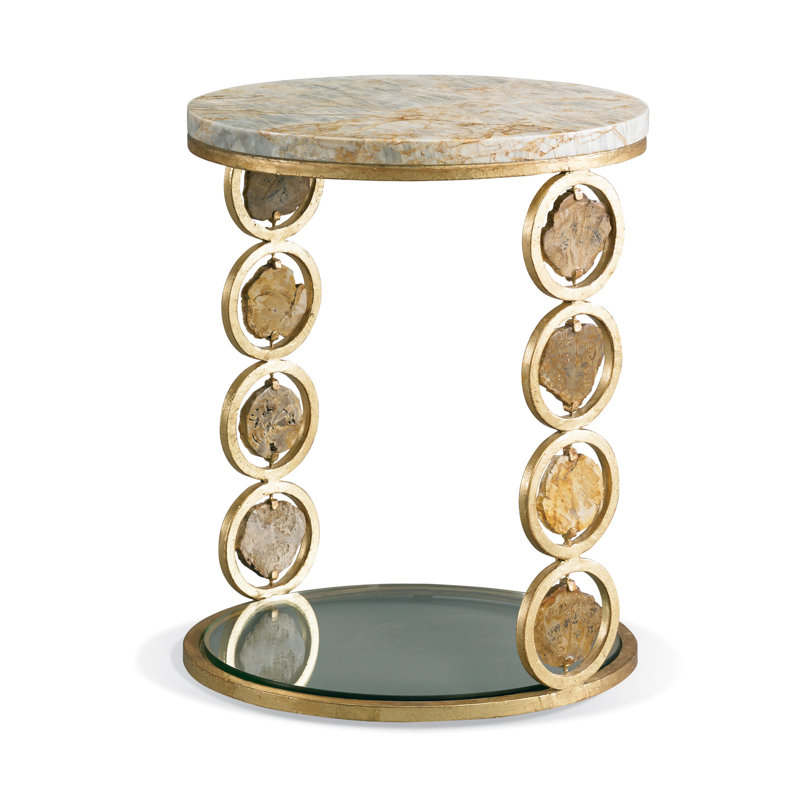 Infinity Marble End Table, Gold, Gold
