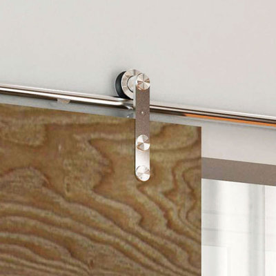 Ensemble de quincaillerie de porte de grange coulissante 78,75 po pour portes en bois simples avec guide de plancher routé