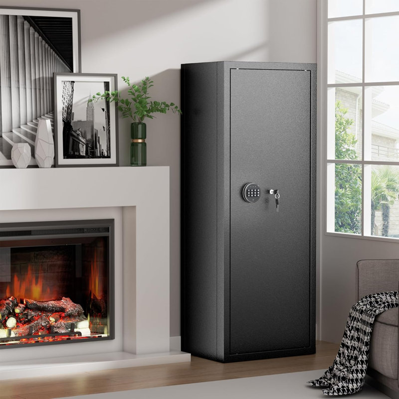 10-14 Rifle Gun Safe, Long Gun Safes for Rifle and Shotgun with Digital Keypad Lock and LED Light