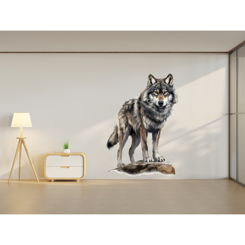 Adhésif mural loup, art mural réaliste loup, décoration murale tête de loup, H 14 po x l 14 po