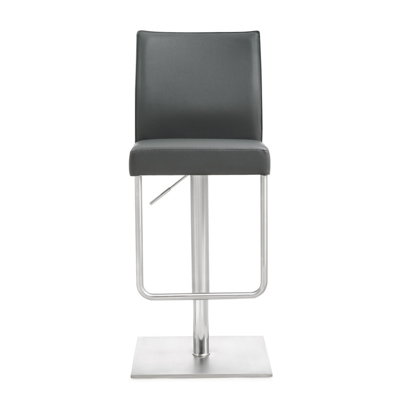 Bendale Swivel Upholstered Adjustable Height Counter Stool with Metal Frame, Gray