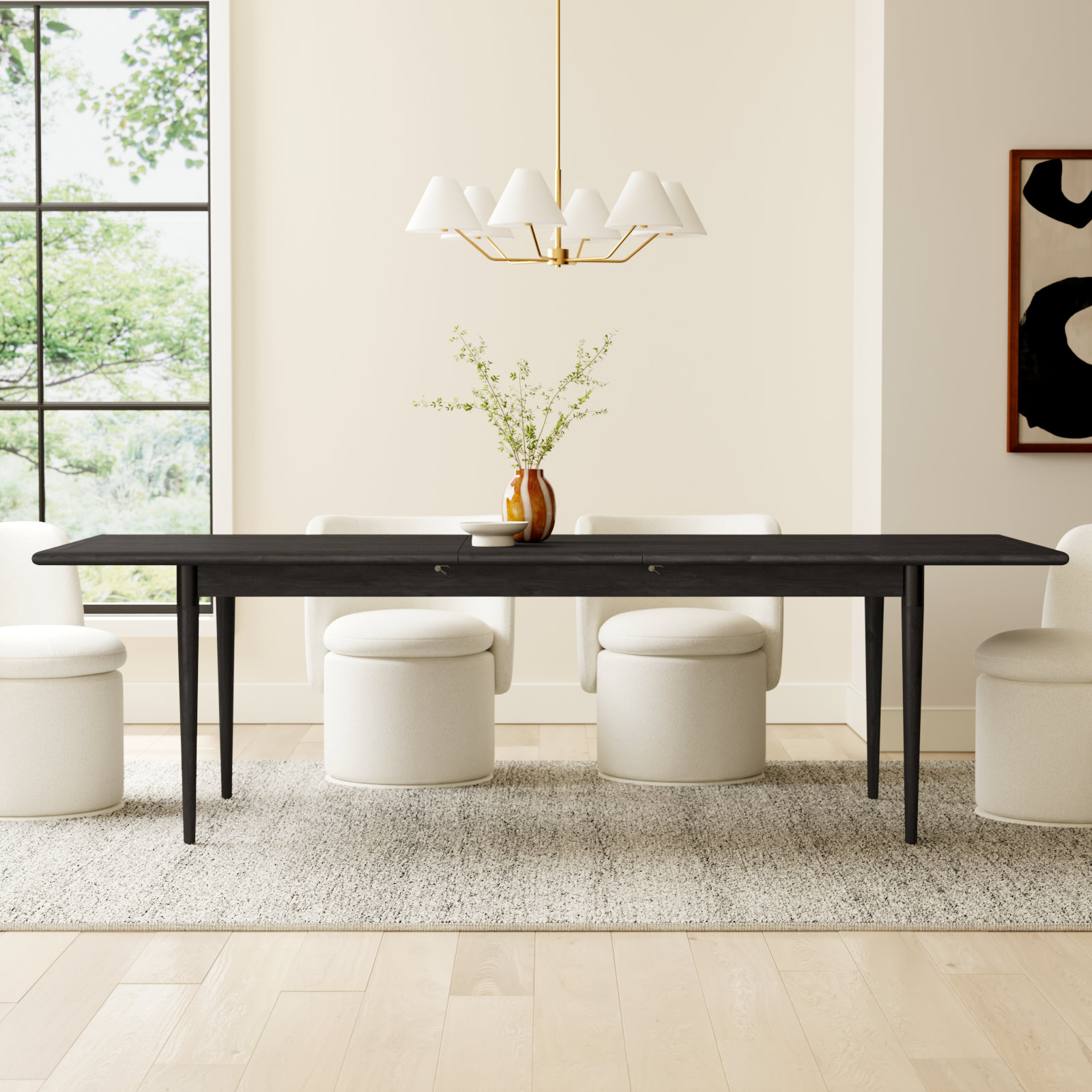Yanely 84'' Extendable Dining Table, Black