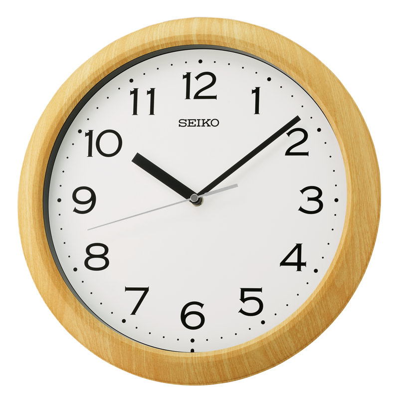 QHA014ALH Basic Wall Clock, Brown, Natural