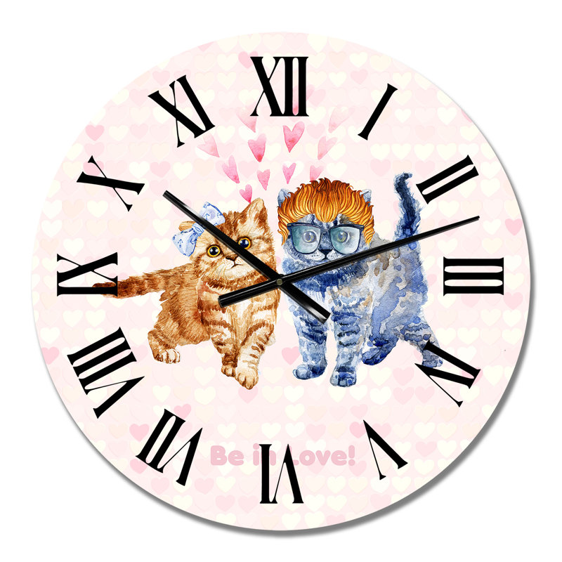 Two Little Hipster Kitten - Horloge murale pour enfants, Moyen