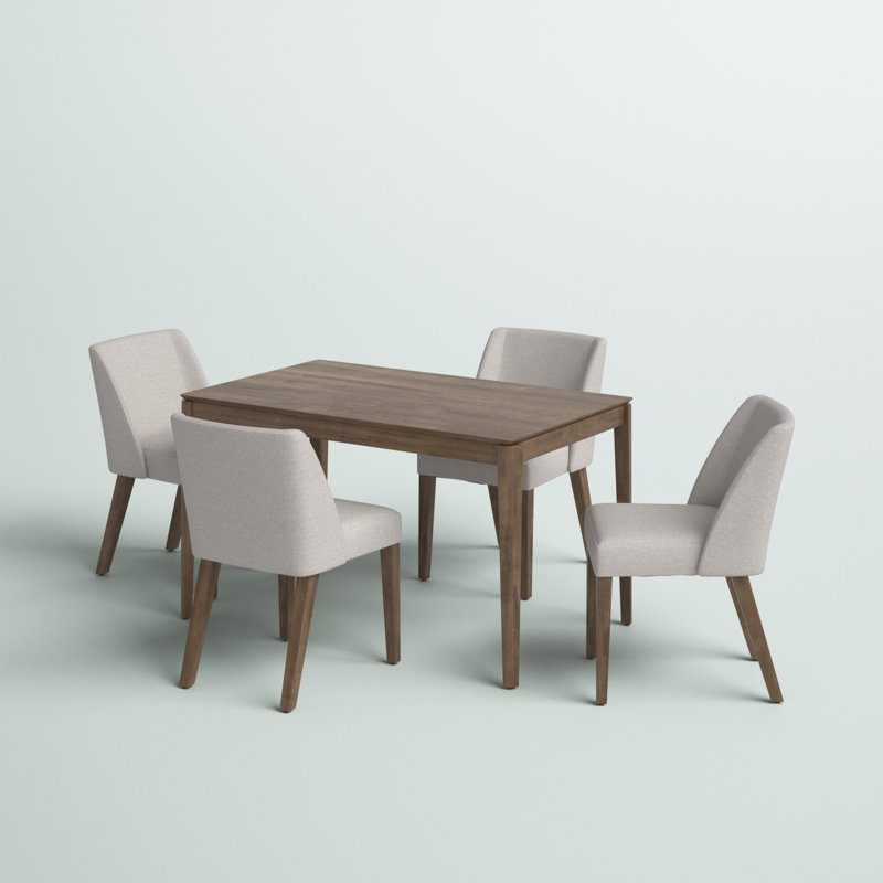 Paulina 4 Person Rectangular Table Set w/ Light Tan Upholstered Chairs, Light Tan