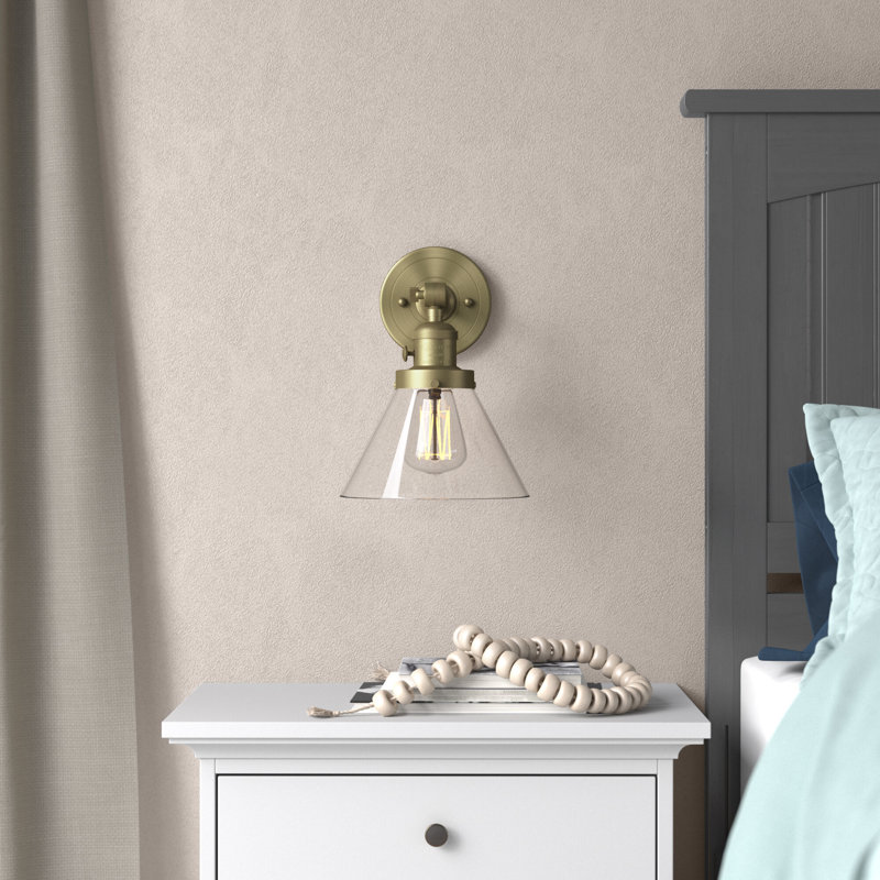 Applique murale 1 lumière Cone, Clair, Laiton brossé, Ampoule non incluse
