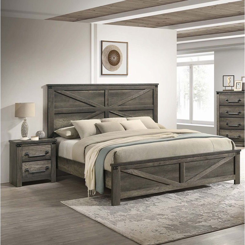 Ensemble de tables de chevet 3 pièces Rustic Gray, Grand