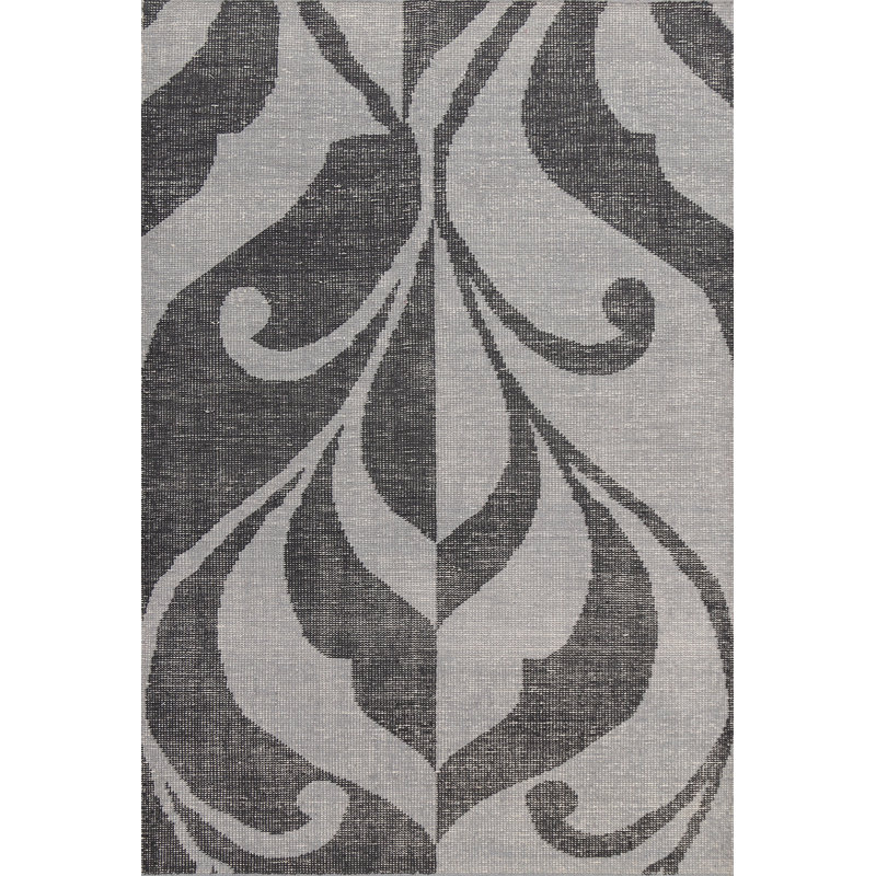 Tapis gris en laine noué à la main de conception unique 5 pi 2 po x 7 pi 4 po