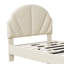 Kids Velvet Bed, Scalloped Shell Upholstery Headboard With Adjustable Height, European Single (90 X 200 cm) -1973792921