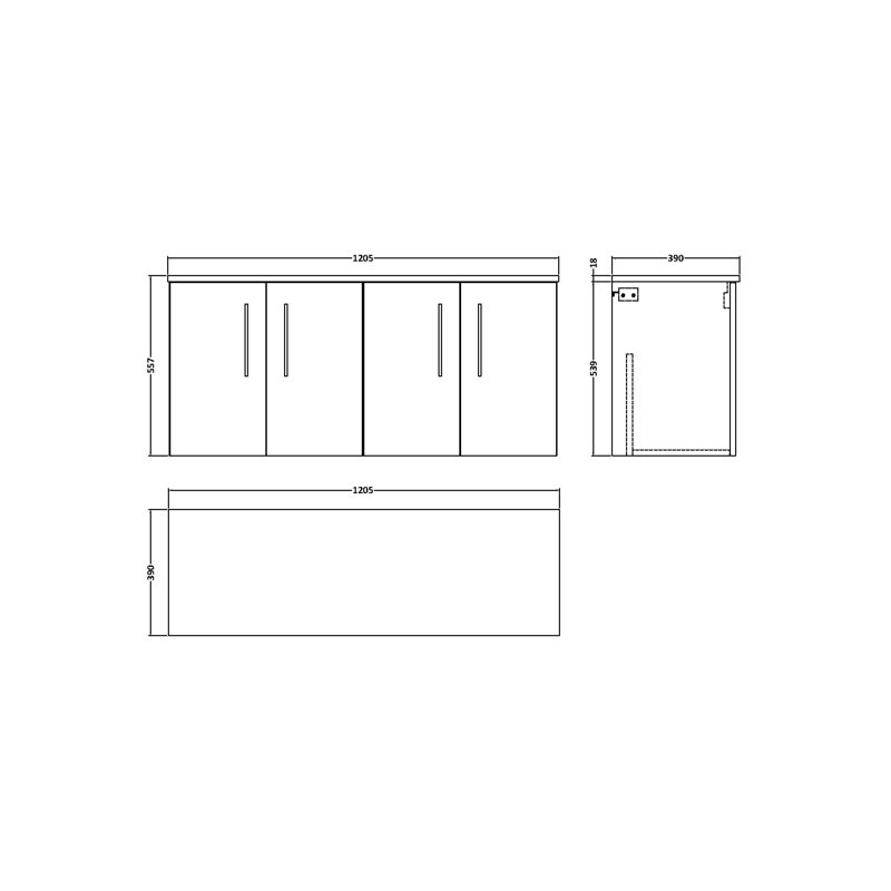 Arno 120.5cm Double Bathroom Vanity Base Only, Midnight Blue