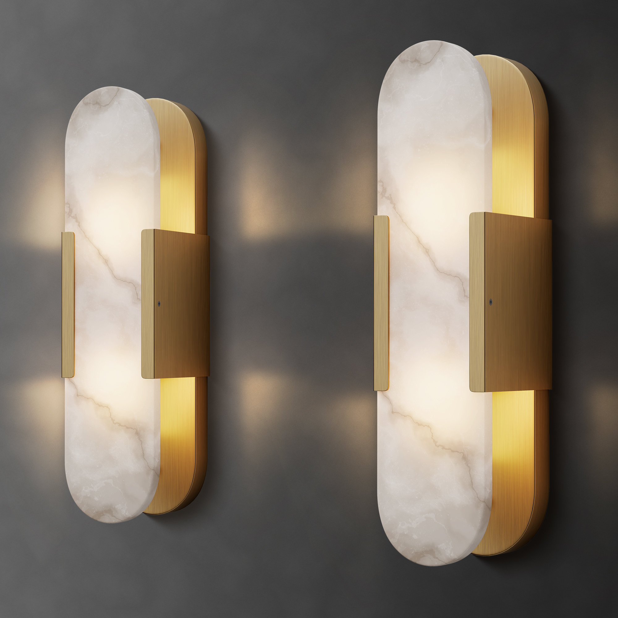 Orren Ellis Anjuta Brass/ Natural Alabaster Wall Sconces for Bathroom ...