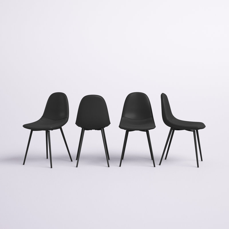 Chaise de salle à manger rembourrée Wade, Similicuir noir