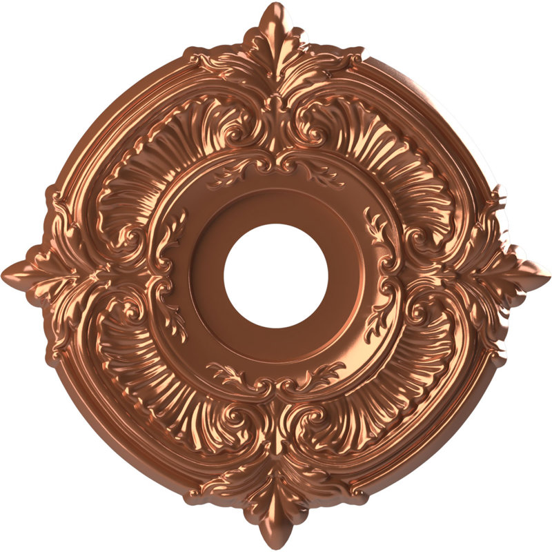 Attica Thermoformed PVC Ceiling Medallion, Bright Coat Copper, 13" H x 13" W x 0.75" D