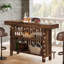 Table de bar moderne à 2 niveaux avec repose-pieds et bar pour la maison-1933992338