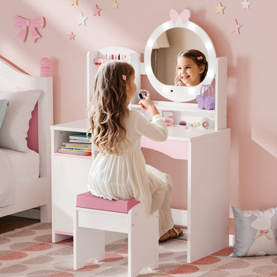 Ensemble de coiffeuse et de chaises pour enfants - Ensemble de coiffeuse avec miroir