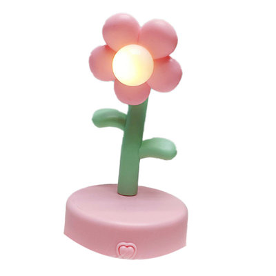 Lampe de table avec fleur mignonne veilleuse de bureau portative décorative pour dortoir rose
