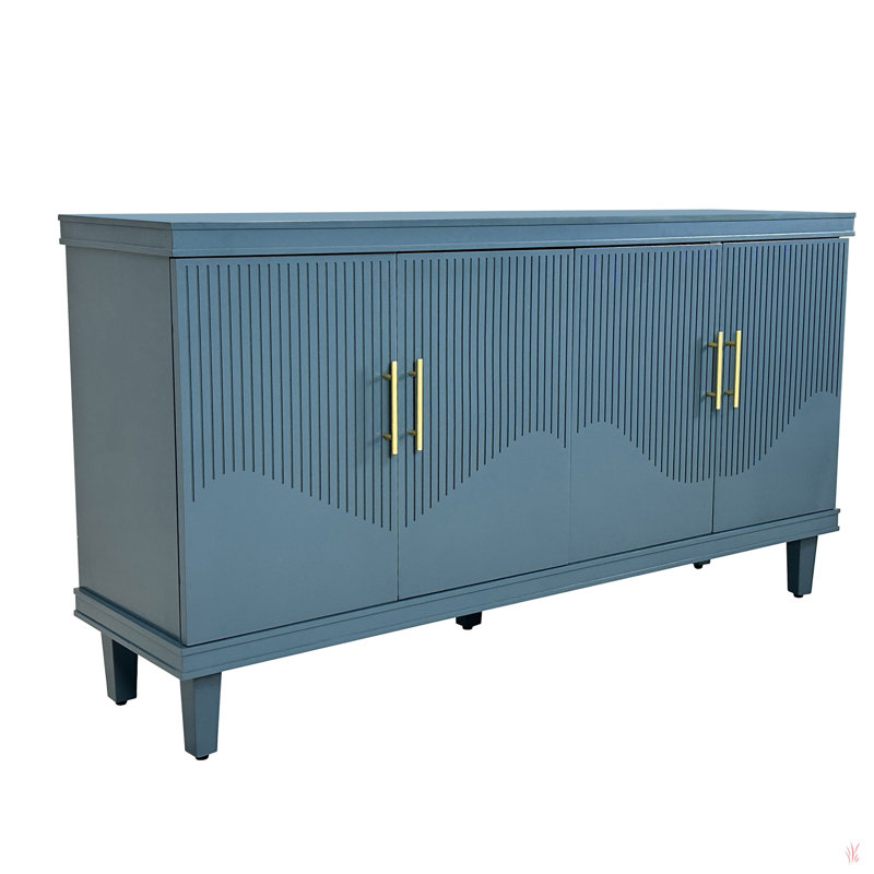Large Size 4-Door Cabinet, Blue, 32.28" H x 59.84" W x 15.75" D