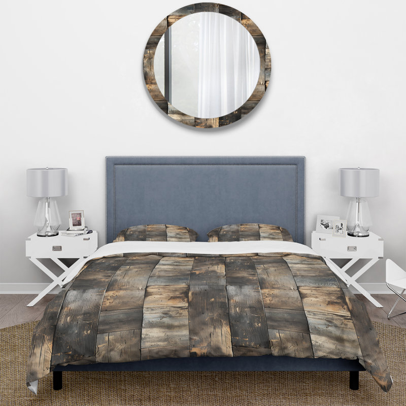 Ensemble de housse de couette Rustic Barnwood, Housse de couette simple + 1 taie décorative stan