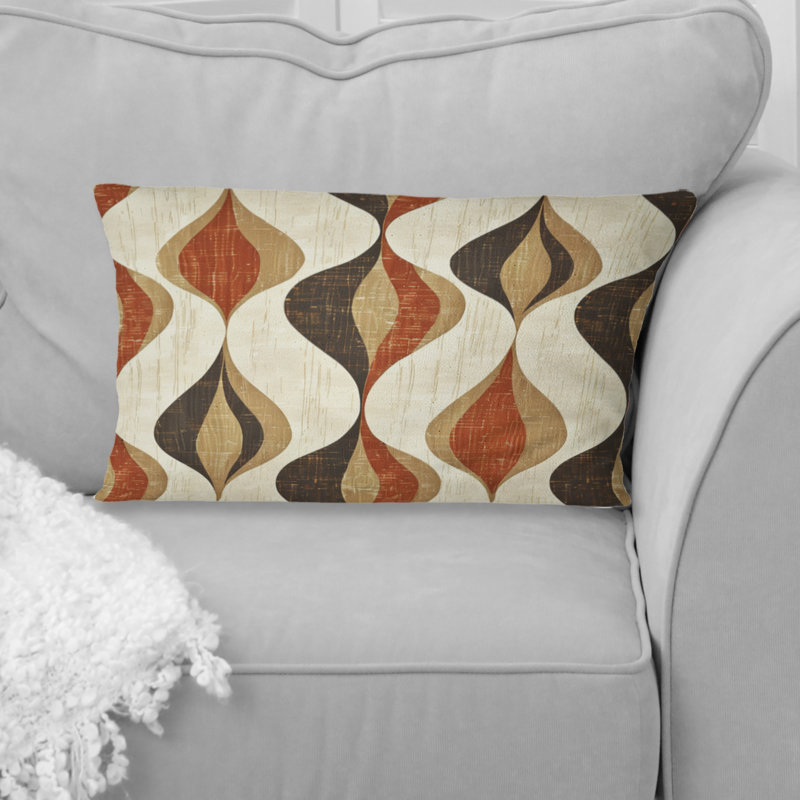Coussin brun Mid Ogee Print III - Mid-Century