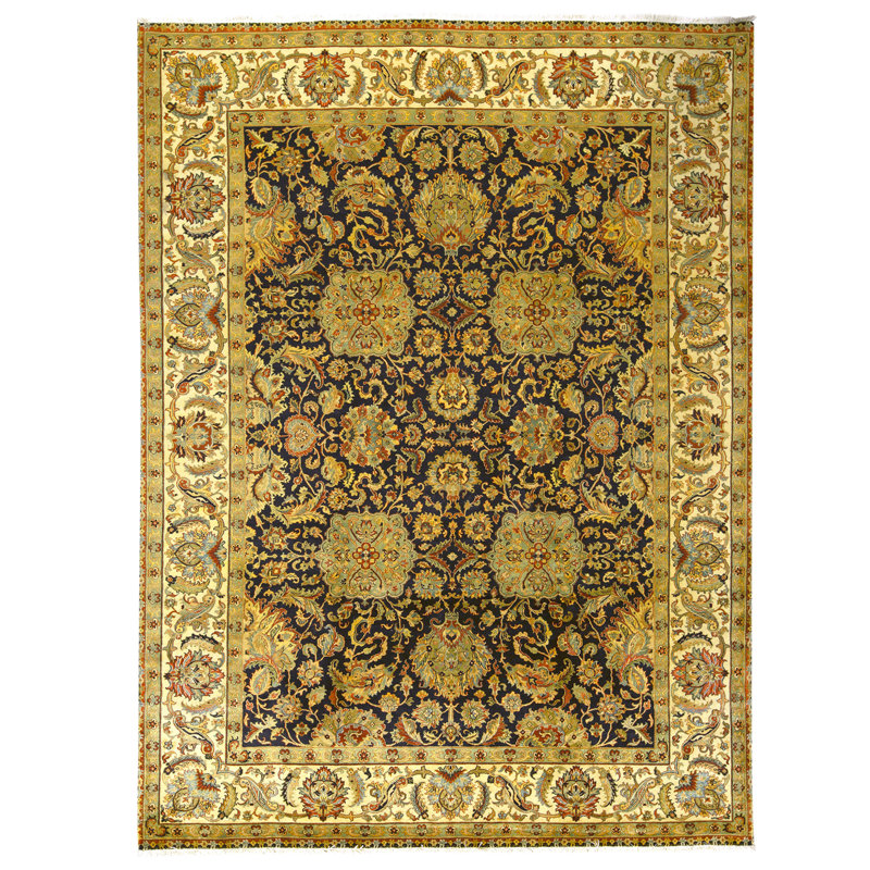 Tapis noir noué à la main de haute qualité