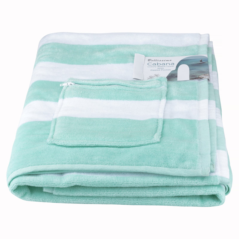 Cabana Stripe 100% Cotton Beach Towel, Aqua