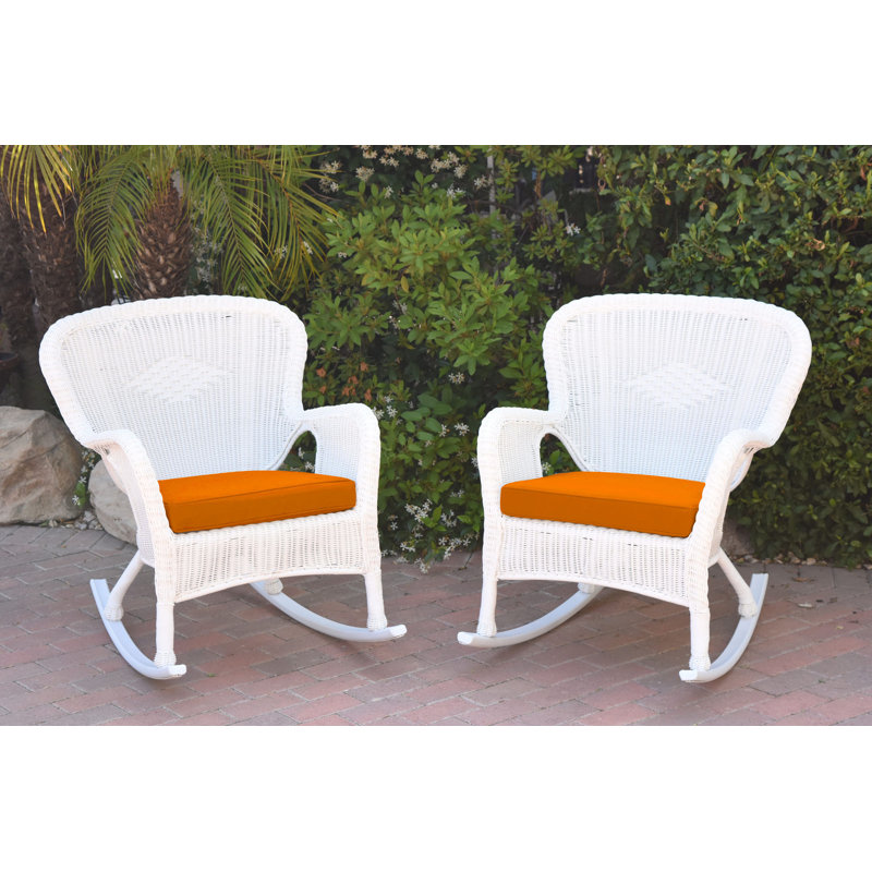 Batchelder Wicker Rocking Chair, Orange, White