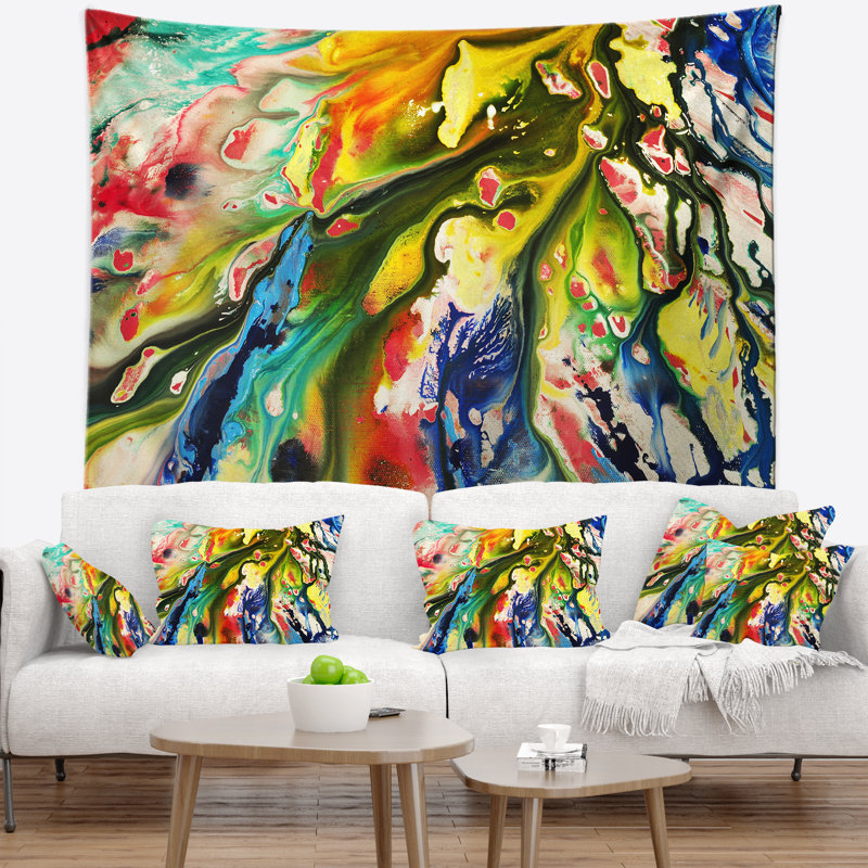 Tapisserie abstraite de texture de couleur d'huile mélangée, H 50 po x l 60 po