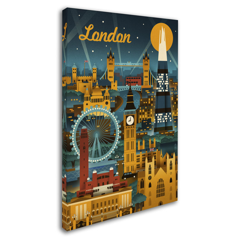 Publicité rétro sur toile Kadey «London», H 47 po x l 30 po x P 2 po