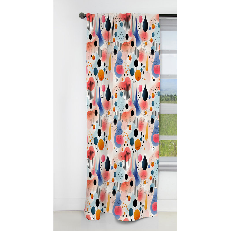 Motif de jeu avec motif géométrique coloré - rideau occultant géométrique abstrait - 1 panneau, L 52 po x L 95 po