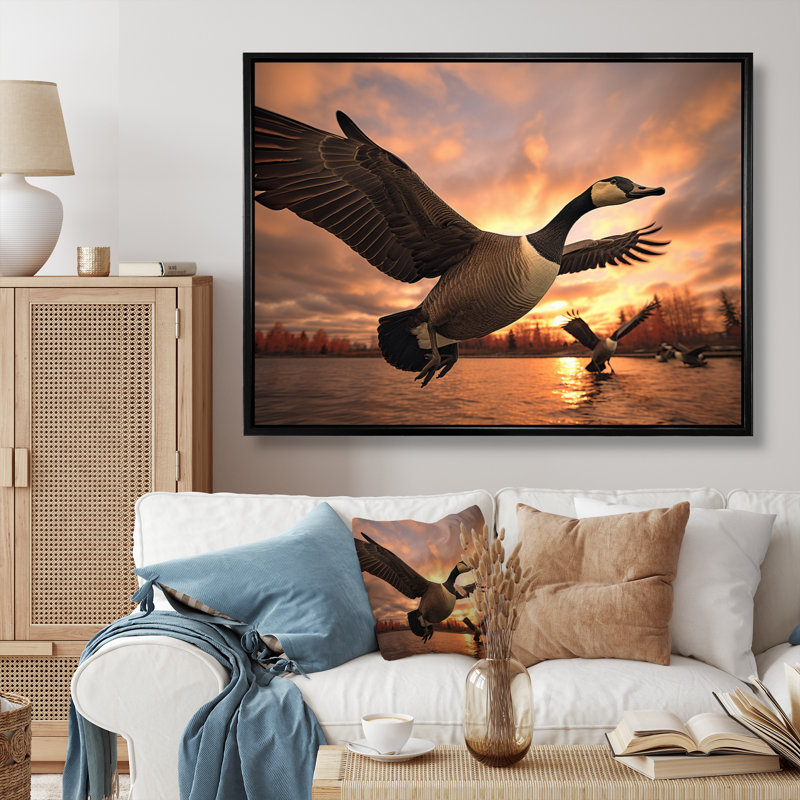 " Canada Canadian Geese I ", Black Floater Framed, 30" H x 40" W x 1.5" D
