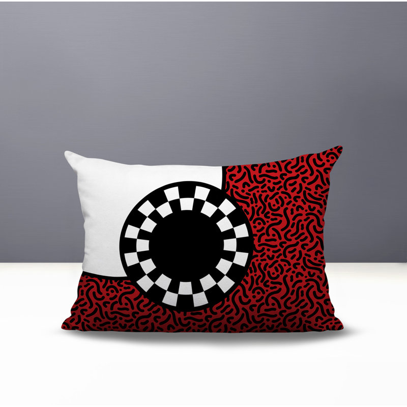 Coussin lombaire réversible Vibra Abstract, Rectangle H 18 po x l 25 po, Rouge