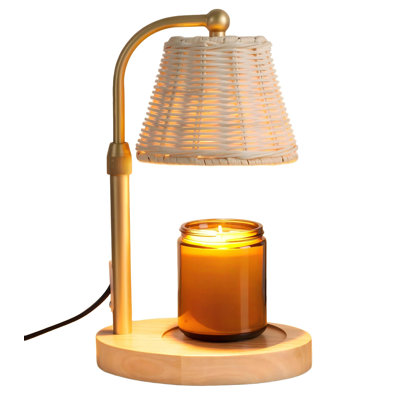 Candle Warmer Lamp With Timer Dimmer, Weaving Boho Candle Lamp Birthday Gifts For Women, Mom, House Warming Gifts Wax Melt Warmer For Jar Candles With 2 Bulbs, (Khaki)